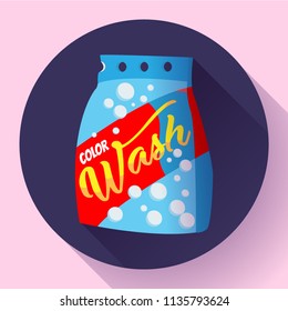 vector cartoon washing powder, laundry powder package design flat style