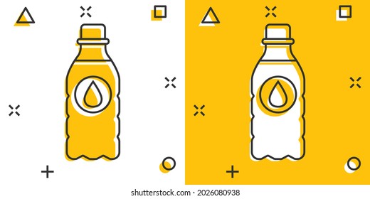 Vector cartoon water bottle icon in comic style. Bottle illustration pictogram. Water plastic container business splash effect concept.