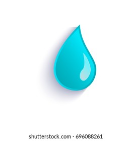 vector cartoon water drop closeup. Isolated illustration on a white background. Autumn object concept