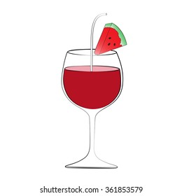 Vector cartoon watermelon juice on white background.