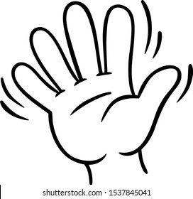 Vector Cartoon Waving Hand Line Art