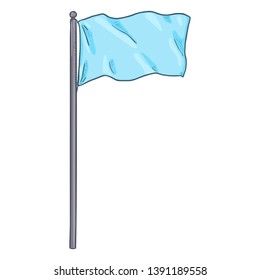 Vector Cartoon Waving Turquoise Flag
