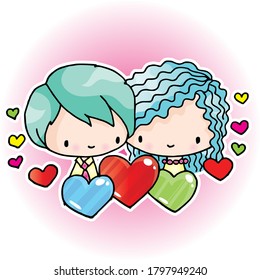 vector cartoon We got married