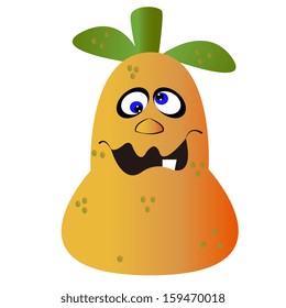Vector Cartoon Weird Pumpkin With Silly Face