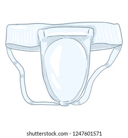 Vector Cartoon White Groin Guard for Martial Arts