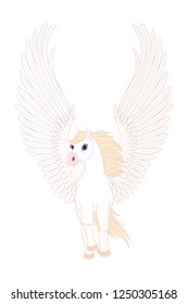 Vector Cartoon White Pegasus Horse Clip Art