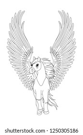 vector cartoon white pegasus horse clip art