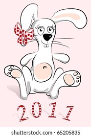 vector cartoon  white rabbit girl