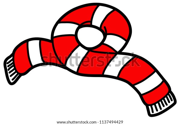 Vector Cartoon White Red Christmas Scarf Stock Vector Royalty Free 1137494429