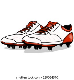 Vector Cartoon White and Red Soccer Boots