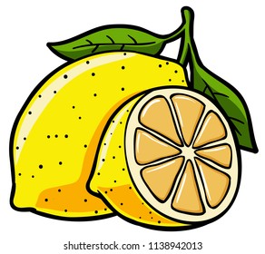 Vector Cartoon Whole Half Sliced Lemon Stock Vector (Royalty Free ...