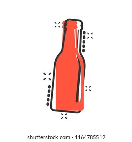 Vector cartoon wine, beer bottle icon in comic style. Alcohol bottle concept illustration pictogram. Beer, vodka, wine business splash effect concept.