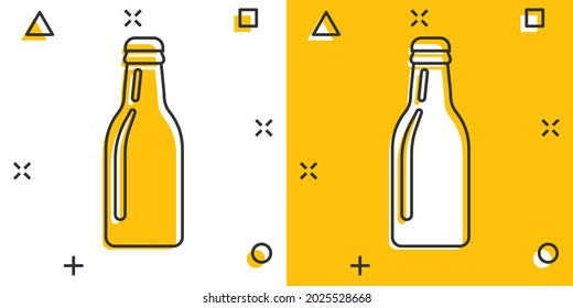 Vector cartoon wine, beer bottle icon in comic style. Alcohol bottle concept illustration pictogram. Beer, vodka, wine business splash effect concept.