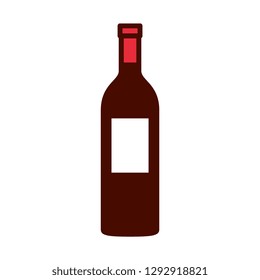 Vector Cartoon Wine Bottle Emoji Icon Isolated