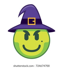 Vector Cartoon Witch Emoji Isolated On White Background