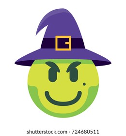 Vector Cartoon Witch Emoji Isolated On White Background