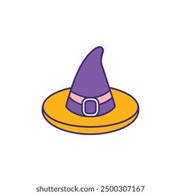 Vector cartoon witch's hat for prints, clipart, and line art design projects.