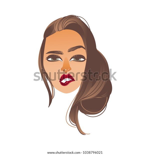 Caricatura Vectorial Mujer Retrata La Boca Con Labios Sexys Abiertos Dientes Blancos Mordaces 1357