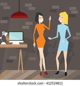 vector cartoon womens in ofice