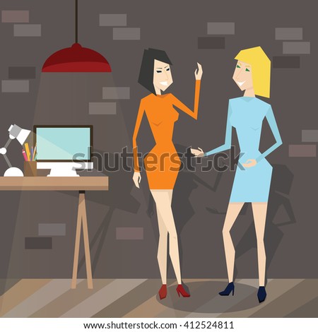 vector cartoon womens in ofice