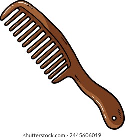 Vector Cartoon Wooden Barber Rake Comb