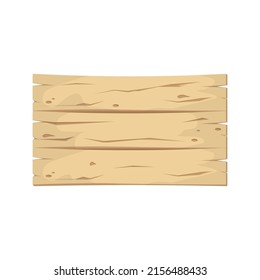 Vector cartoon wooden board horizontal design on isolated background, Simple illustration clipart.