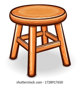 Vector Cartoon Wooden Stool Isolated