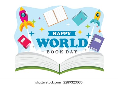 Vector cartoon world book day illustration