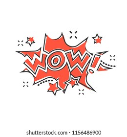 Vector cartoon wow comic sound effects icon in comic style. Sound bubble speech sign illustration pictogram. Wow business splash effect concept.