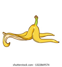 Vector Cartoon Yellow Banana Peel