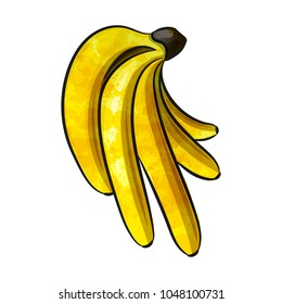 Vector Cartoon Yellow Bananas. Overripe Banana, Single Banana , Bunch of Bananas.