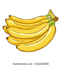 Vector Cartoon Yellow Bunch of Bananas