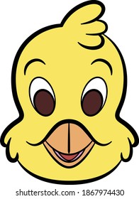 Vector Cartoon Yellow Chicken smiling