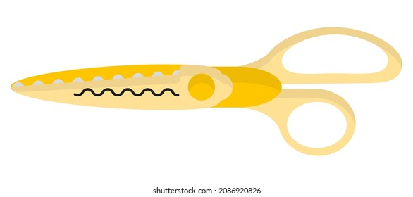 Vector cartoon yellow decorative edge scissors. Back to school.