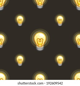 Vector cartoon yellow lamps pattern on dark backgound