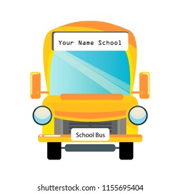 Vector Cartoon Yellow School Bus Car,And you can put your name school in image