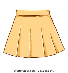 Vector Cartoon Yellow Short Skirt on White Background