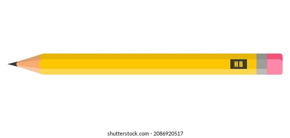 Vector cartoon yellow simple pencil. Back to school.