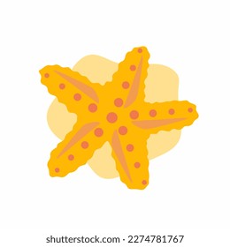 Vector cartoon yellow starfish marine underwater, seaside animal icon. Isolated background illustration.