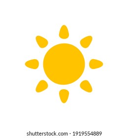 Dibujo vectorial Sol amarillo Rayos brillantes para calentar el verano. Aislado sobre fondo blanco.