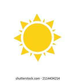 Vector cartoon yellow sun Shining light rays to heat the summer. Isolated on white background.