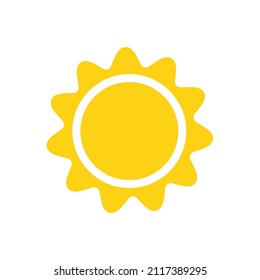 Vector cartoon yellow sun Shining light rays to heat the summer. Isolated on white background.