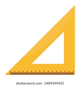 Vector cartoon yellow triangle ruler icon isolated on white background.