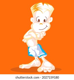vector cartoon young man surfing