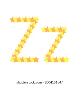 Vector cartoon of "Z" alphabet letter in the shape of star. Cartoon doodle kawaii style. Cute alphabet letter for kids design inscription