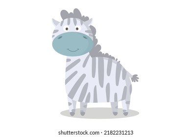 Vector cartoon zebra. African animal. funny kind giraffe. Funny cute zebra. Adorable little african animal for fashion print, kids wear, nursery, poster, invitation, greeting card design