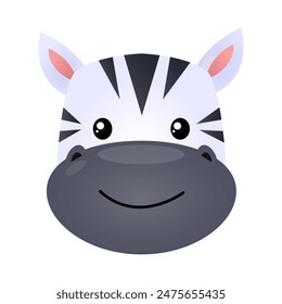 Vector cartoon zebra character isolated on white background.