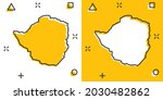 Vector cartoon Zimbabwe map icon in comic style. Zimbabwe sign illustration pictogram. Cartography map business splash effect concept.