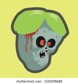 Vector Cartoon Zombie Head. Vector Zombie Head Illustration