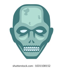 Vector Cartoon Zombie Head Isolated On White Background